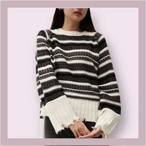 Azul by Moussy Distressed Border Knit Sweater